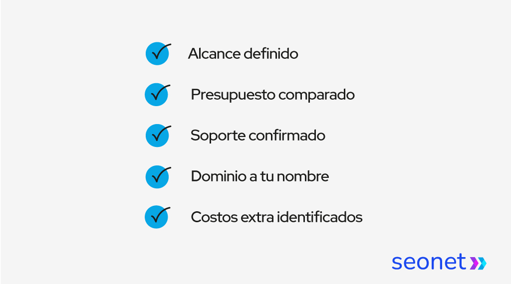 Checklist con recomenciones antes de contratar una página web en Chile