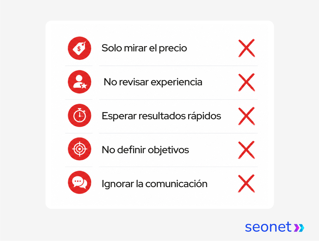 Lista de errores al elegir agencia de marketing digital en Chile