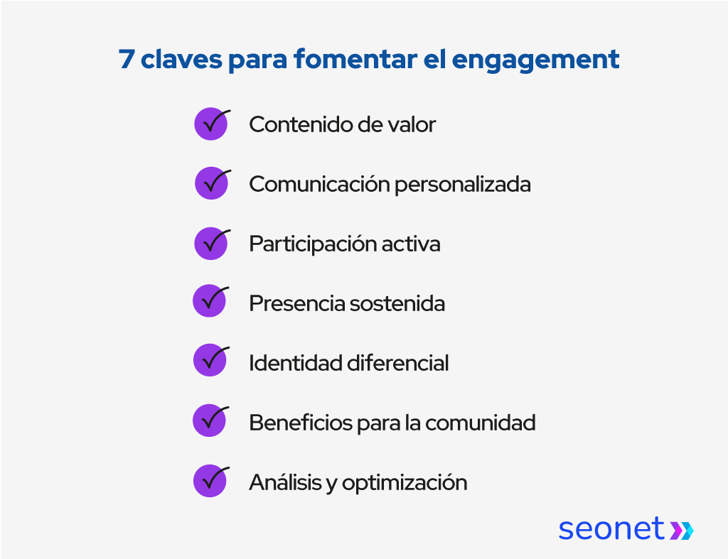 Checklist con 7 claves para fomentar el engagement.