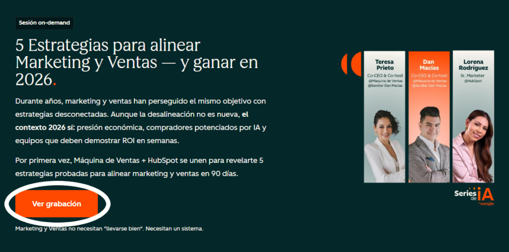 Ejemplo de Lead Generation, clic en botón "Ver Grabación".
